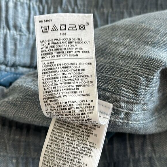 Athleta Cabo Linen Jogger Pants Chambray Blue Size 8 100% Linen Zip Pockets - Picture 10 of 14